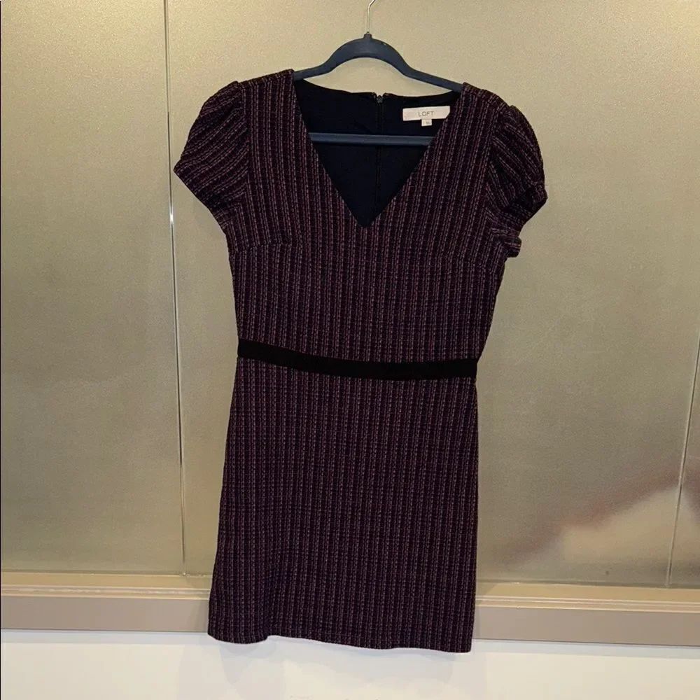 LOFT Violet Tweed Cap Sleeve Mini Dress